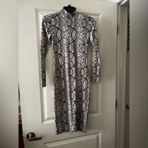 Fashion Nova Black and White Snakeskin Dress